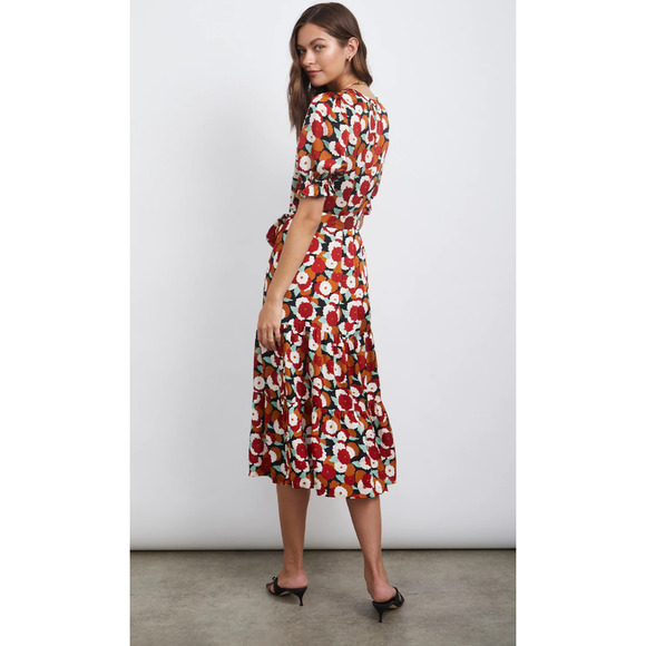 Rails Floral Midi Dress - Red, Black, White - Picture 4 of 11